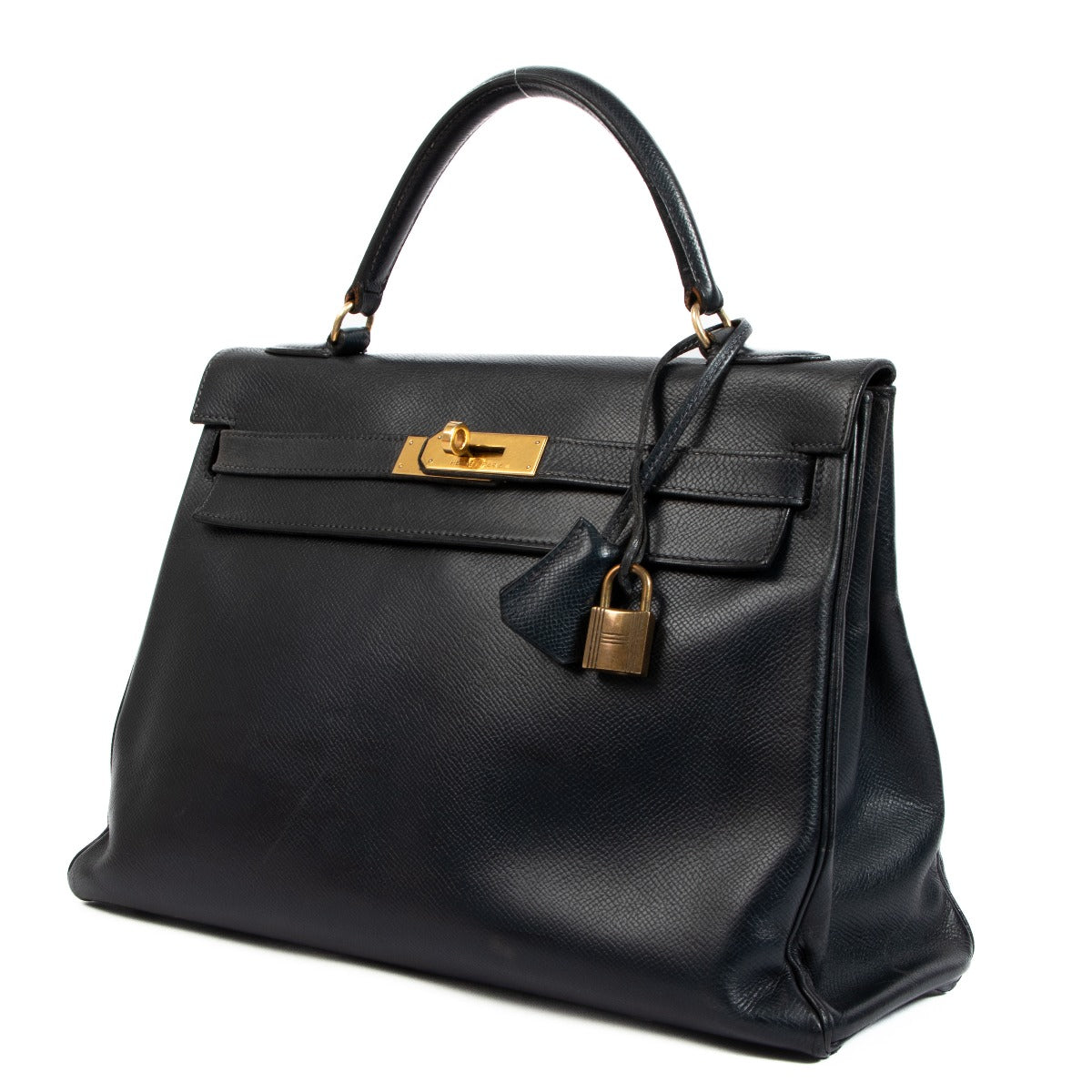 Hermès Vintage Kelly 32 Blue Courchevel Gold Hardware