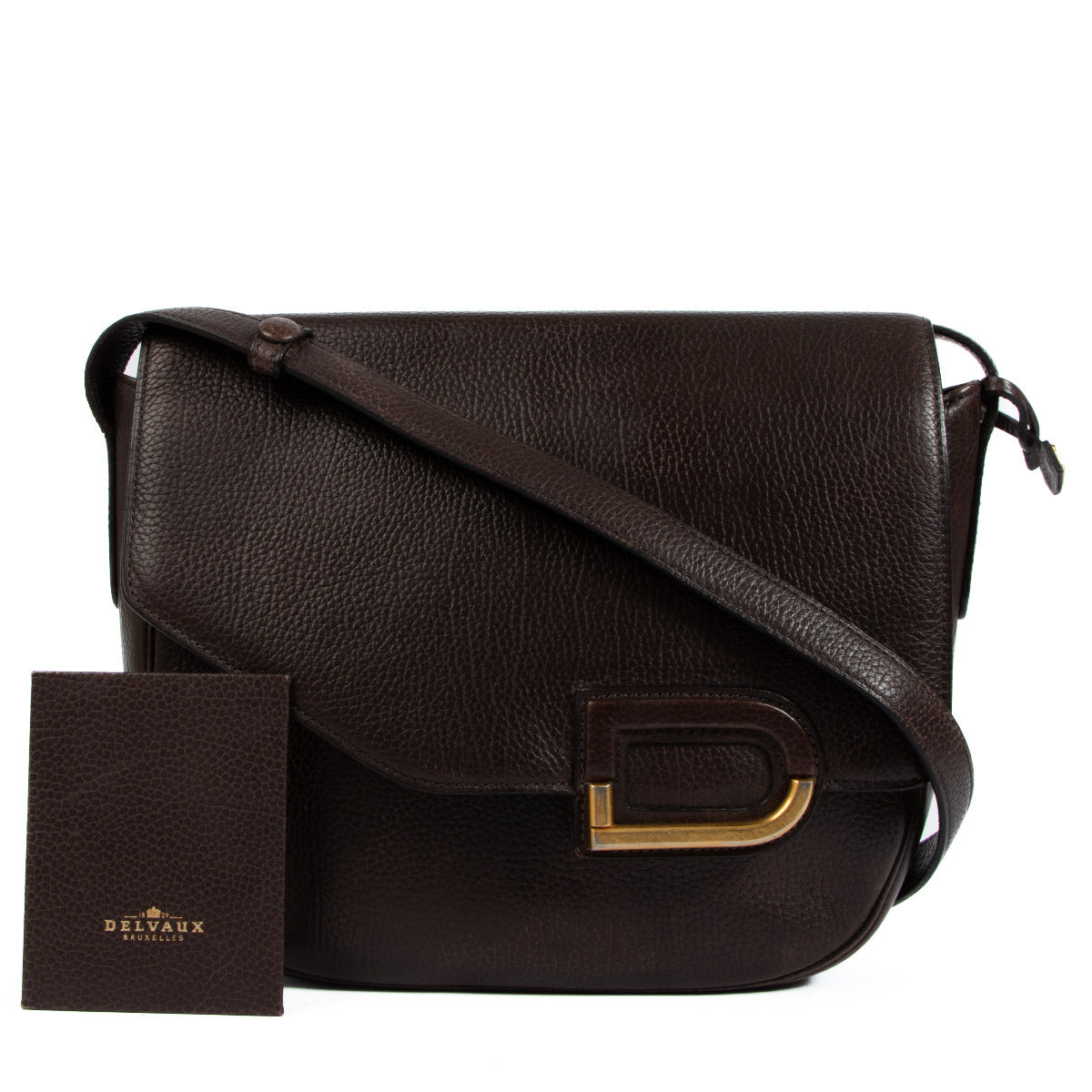 Delvaux Brown Leather Diva Crossbody Bag