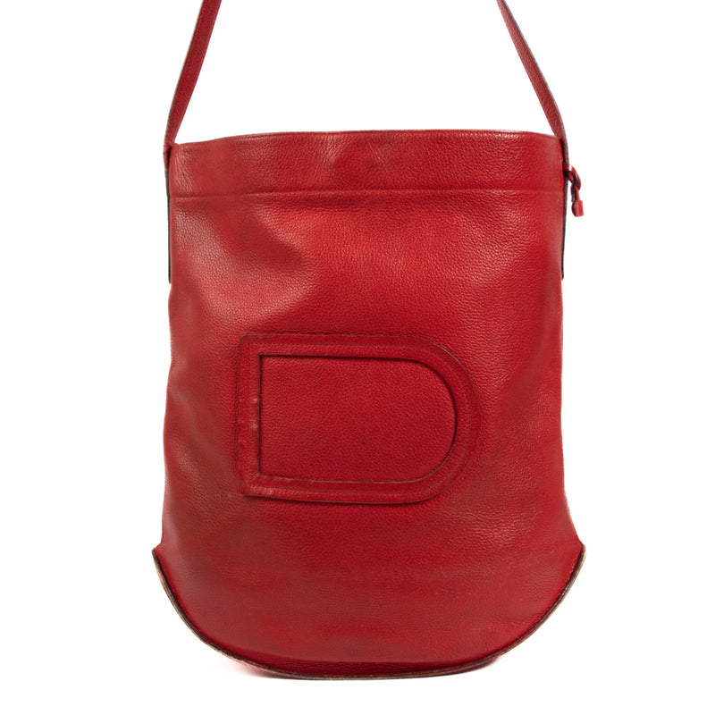 Delvaux Red Leather Le Pin Shoulder Bag