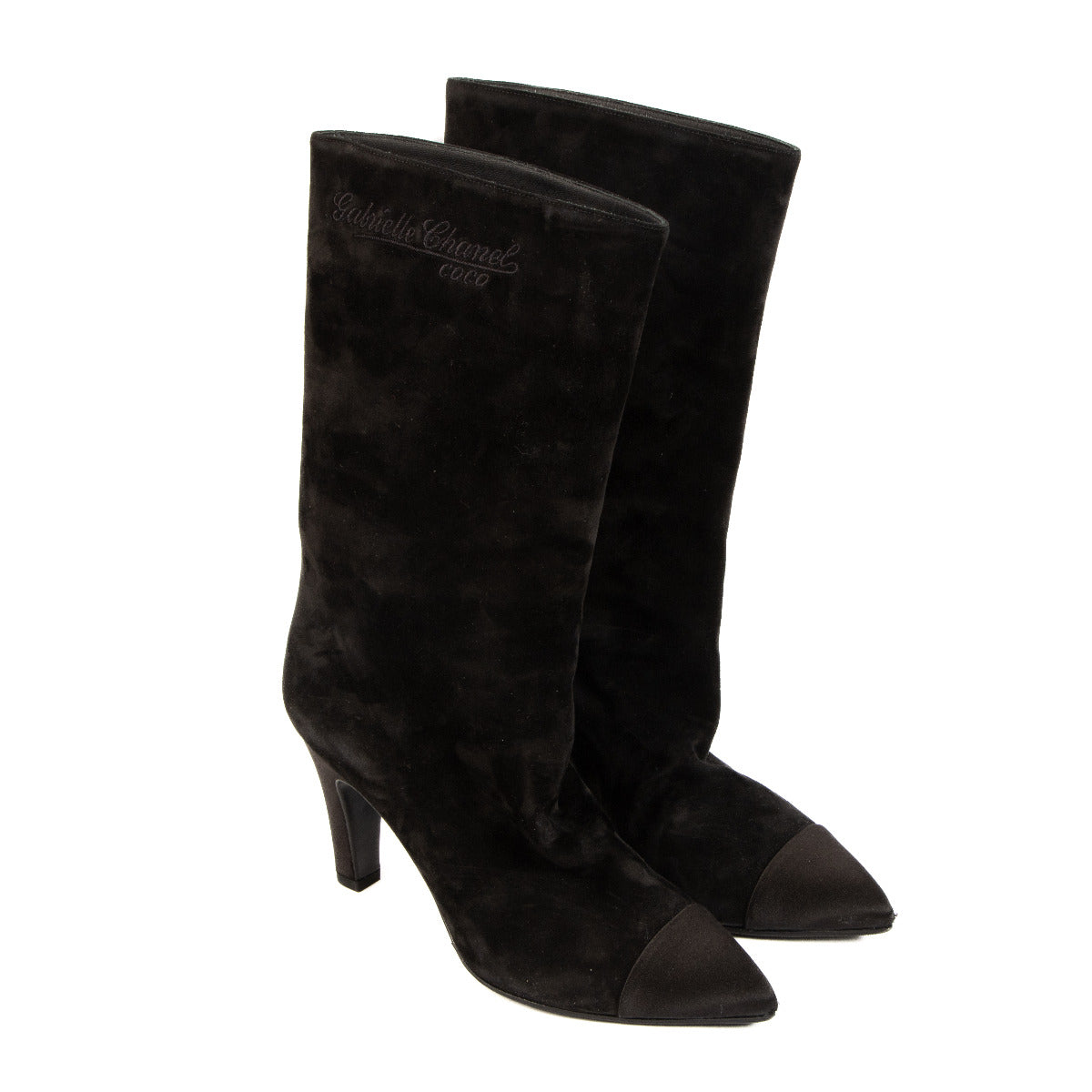 Chanel Black Suede Gabrielle Coco Chanel Boots - size 37 for the best price