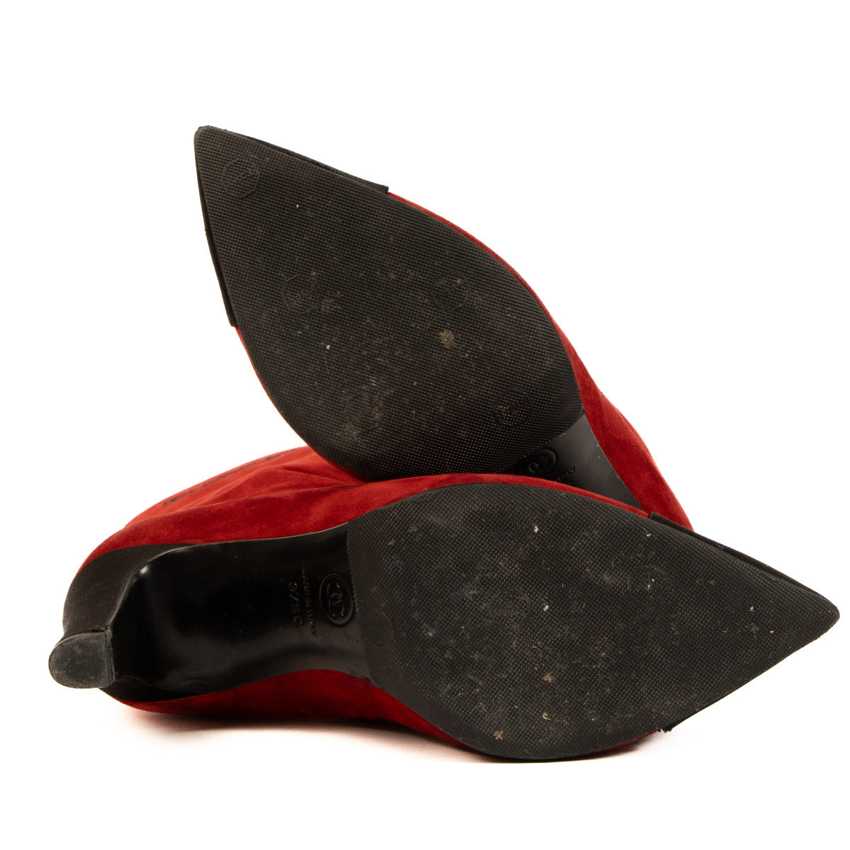 Chanel Red Suede Gabrielle Coco Chanel Boots - size 37