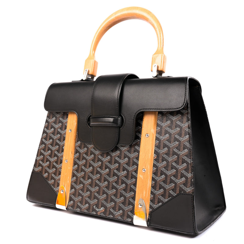 Goyard Black Leather Saigon Top Handle Bag