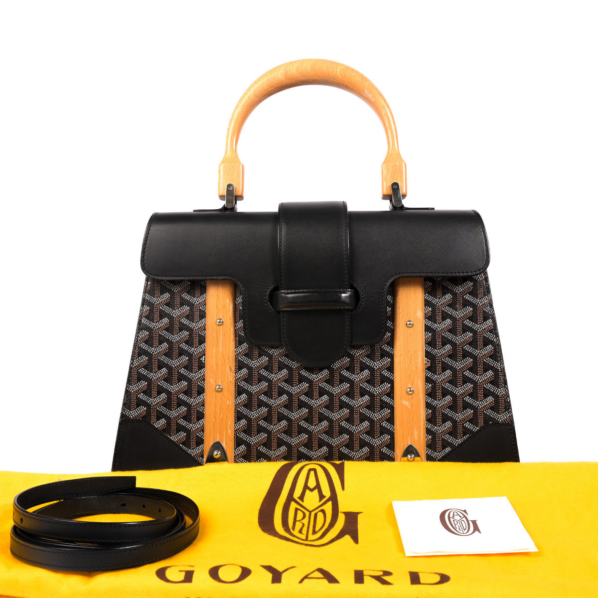 Goyard Black Leather Saigon Top Handle Bag