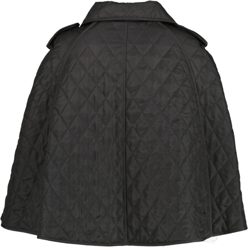 Burberry London Black Quilted Cape Poncho Jacket