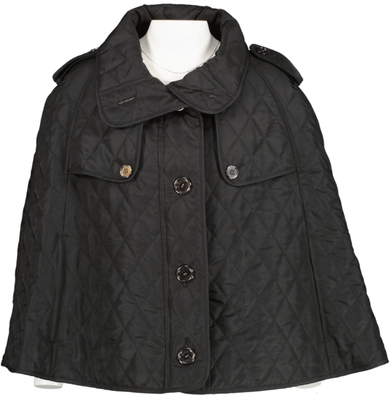 Burberry London Black Quilted Cape Poncho Jacket