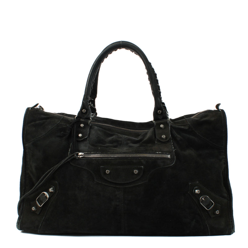 Balenciaga suede work motorcylce bag for the best price at Labellov secondhand luxury in Antwerp Knokke and all over the world.