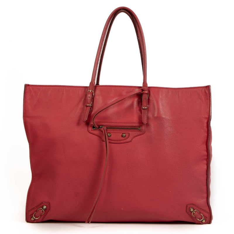 Balenciaga Red Papier A4 Tote Bag