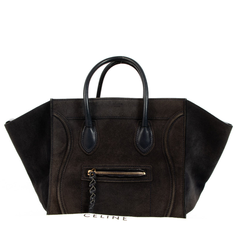 Céline Navy Blue Suede Phantom Luggage Tote