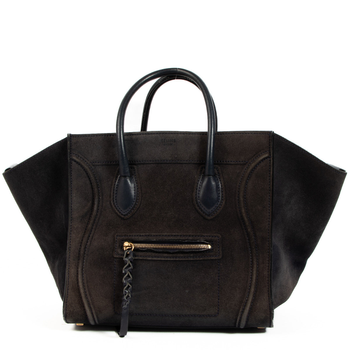Céline Navy Blue Suede Phantom Luggage Tote