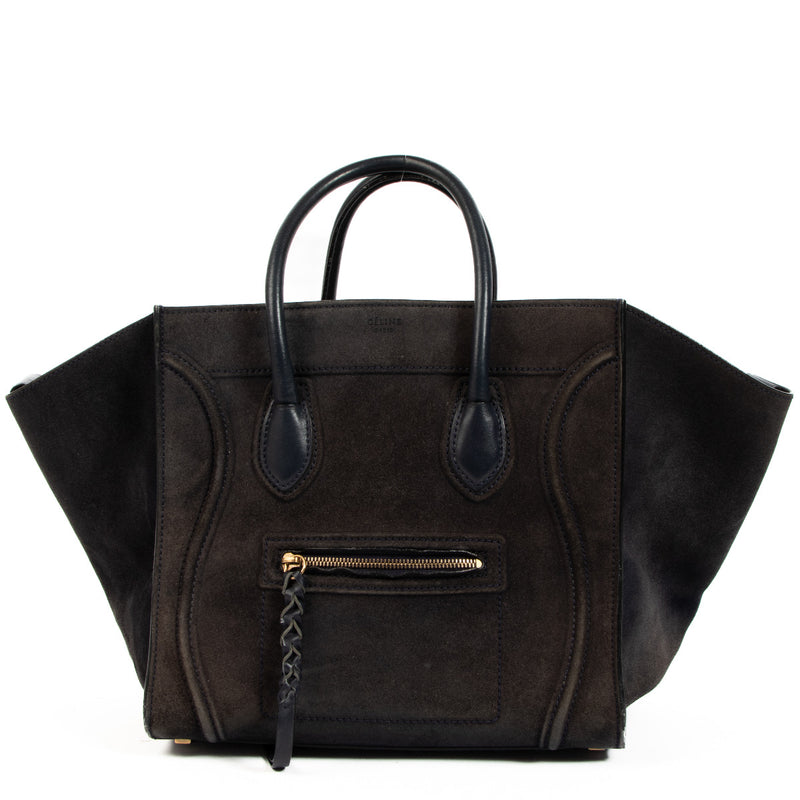Céline Navy Blue Suede Phantom Luggage Tote