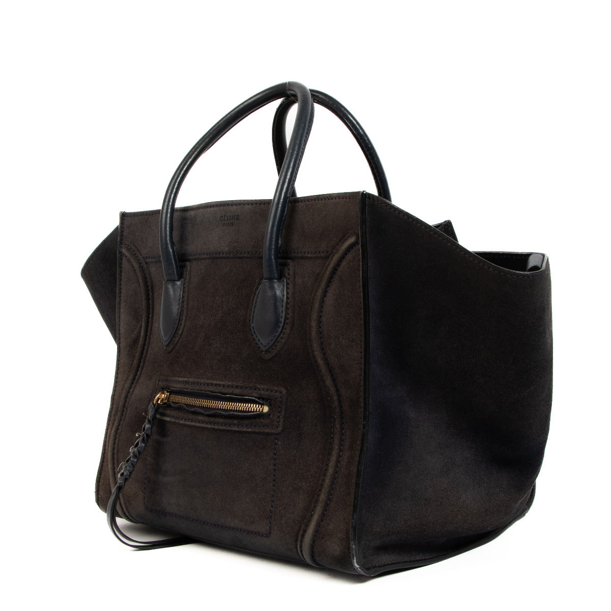 Céline Navy Blue Suede Phantom Luggage Tote