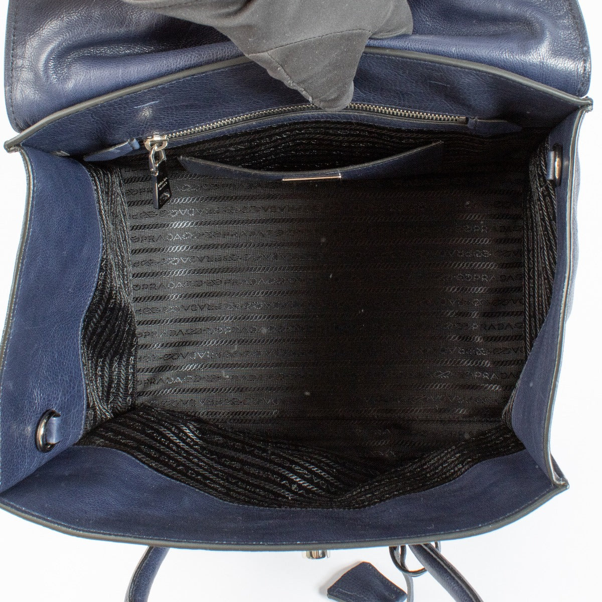 Prada Blue Glace Calf Tote Bag