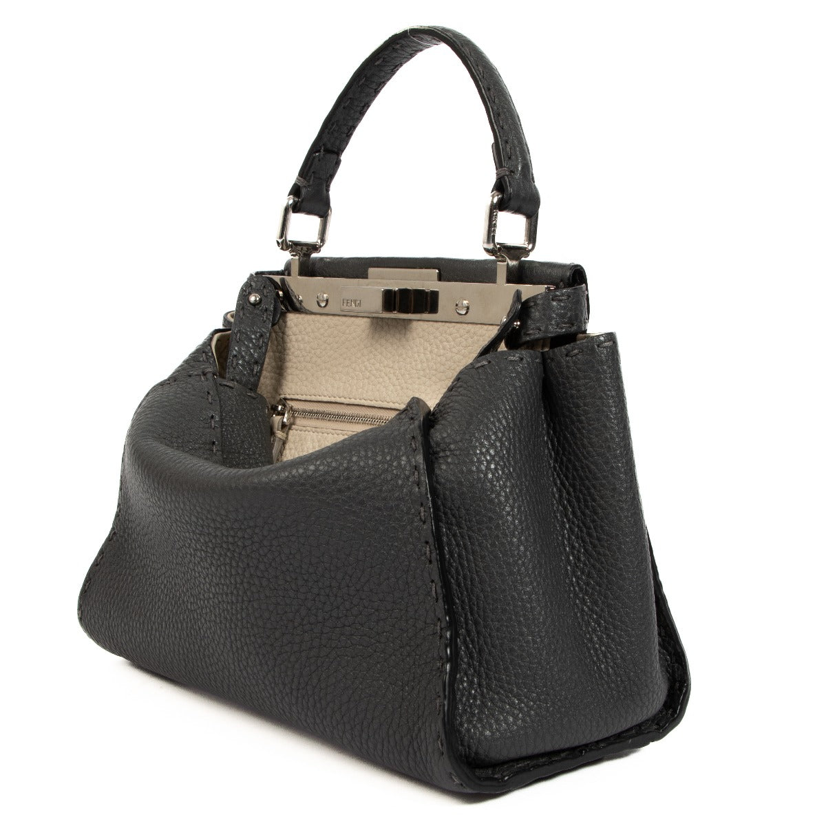 Mini sac Peekaboo Fendi Selleria gris asphalte