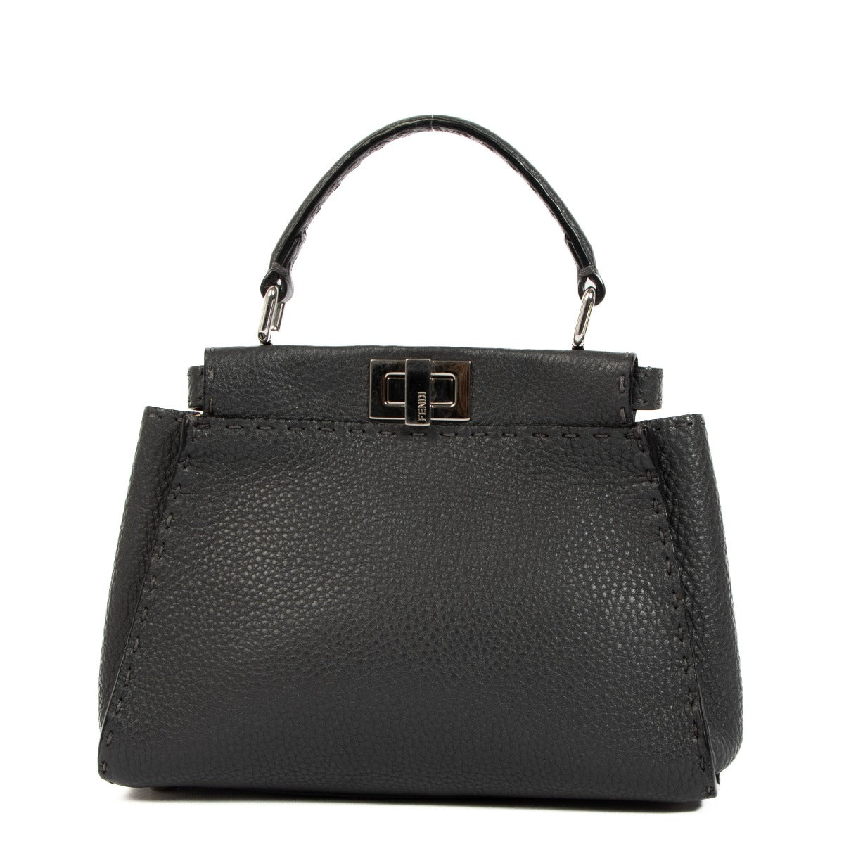 Fendi Asphalt Grey Selleria Peekaboo Mini Bag