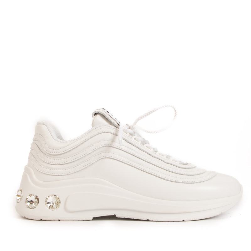 Shop safe online at Labellov in Antwerp, Brussels and Knokke these 100% authentic second hand Miu Miu White Leather Embellished Sneakers - size 38,5