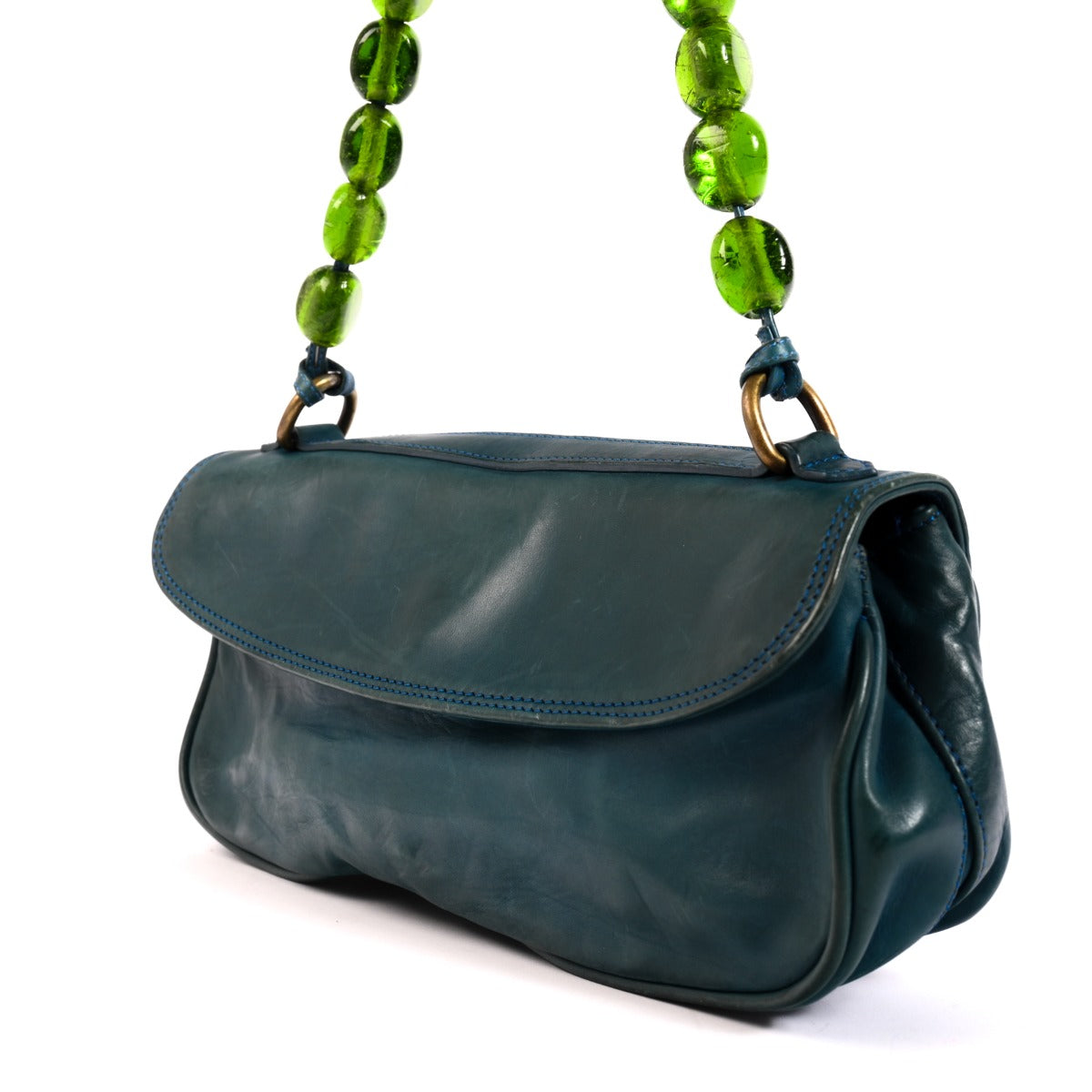 Shop an authentic preloved Dries Van Noten Blue Teal Beaded Strap Mini Shoulder Bag on Labellov.com