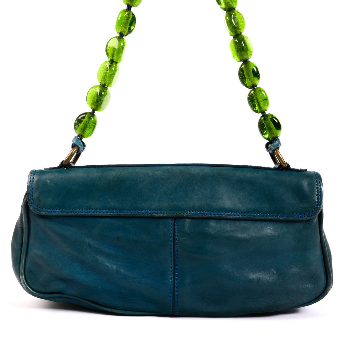 Dries Van Noten Blue Teal Beaded Strap Mini Shoulder Bag