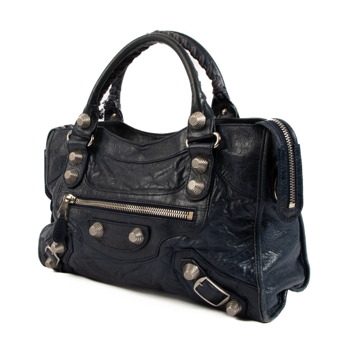 Shop an authentic preloved Balenciaga Blue Leather City Bag on Labellov.com