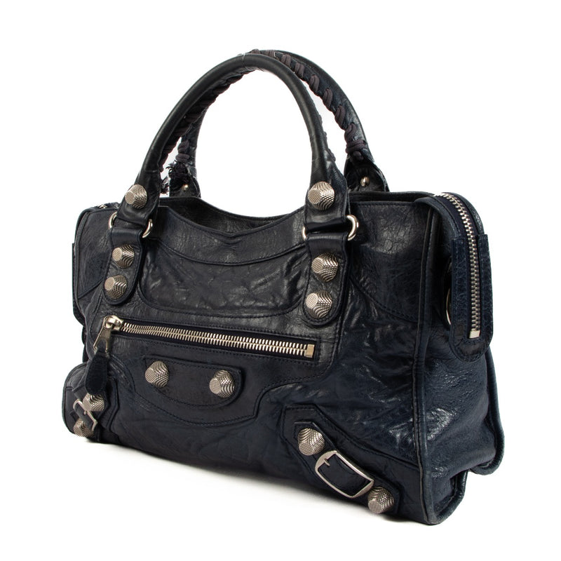 Shop an authentic preloved Balenciaga Blue Leather City Bag on Labellov.com