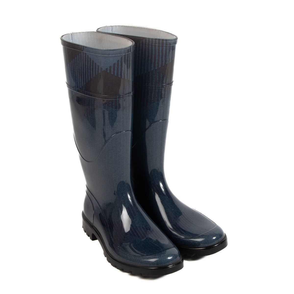 Shop authentic preloved Burberry Blue Check Rain Boots - Size 36 on Labellov.com