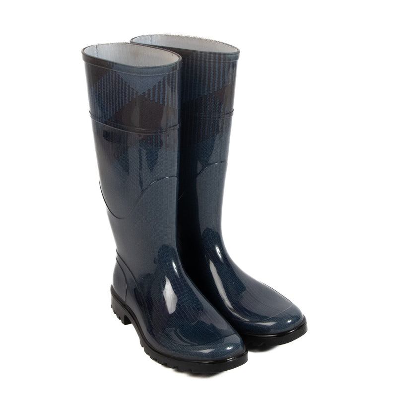 Shop authentic preloved Burberry Blue Check Rain Boots - Size 36 on Labellov.com