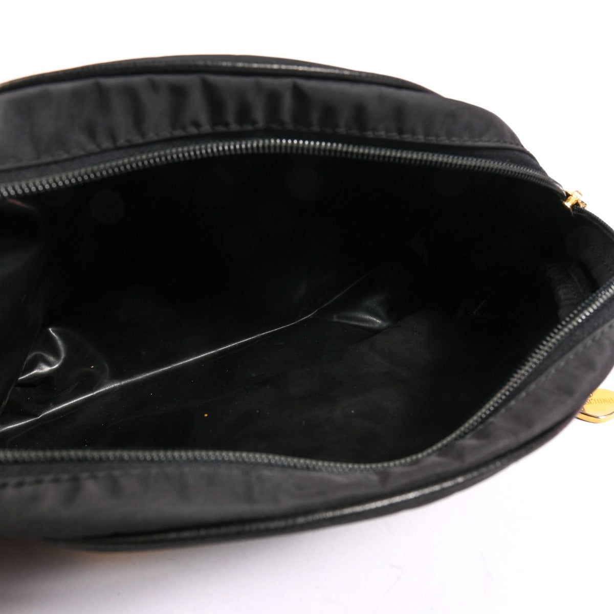 Moschino Vintage Black Nylon Lettering Logo Cosmetic Pouch