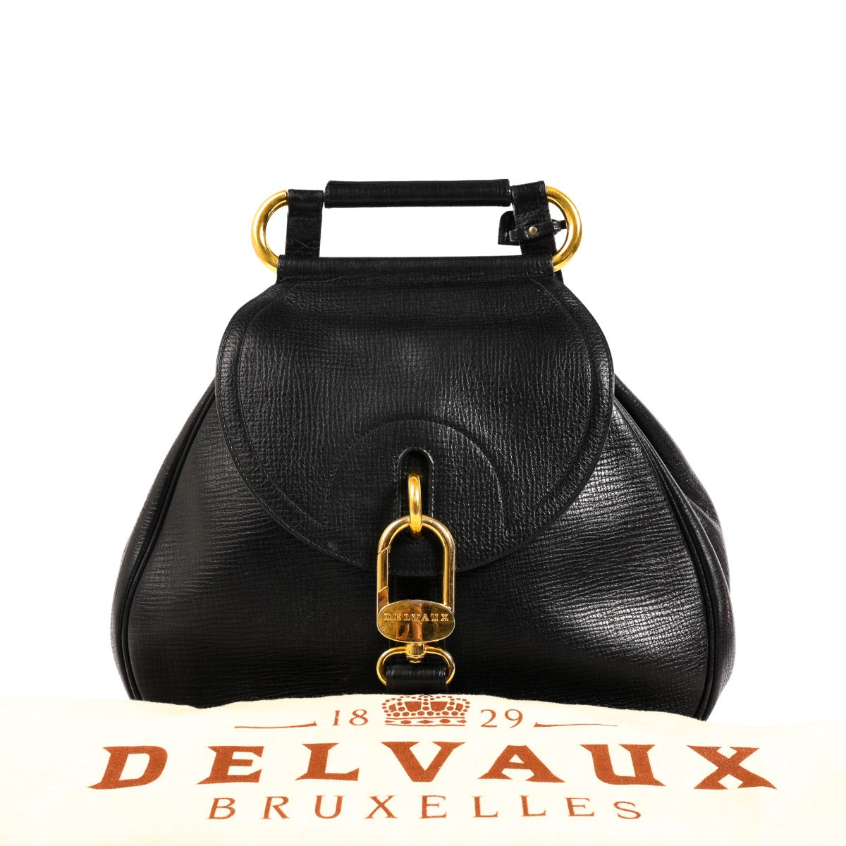Delvaux Black Grained Leather Cerceau Bag