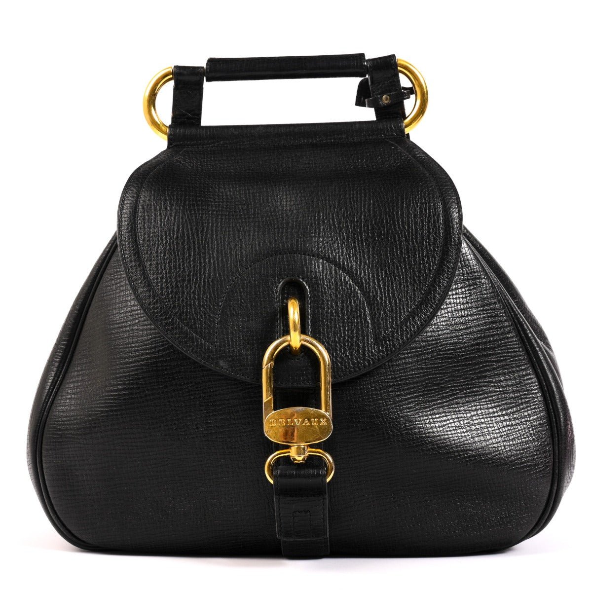Delvaux Black Grained Leather Cerceau Bag