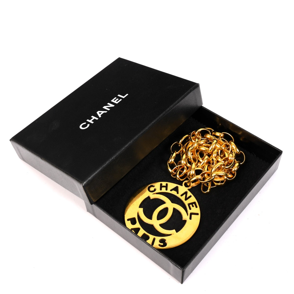 Chanel Vintage Gold CC Cut-Out Medallion Necklace