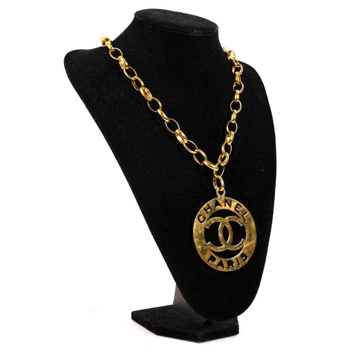 Chanel Vintage Gold CC Cut-Out Medallion Necklace