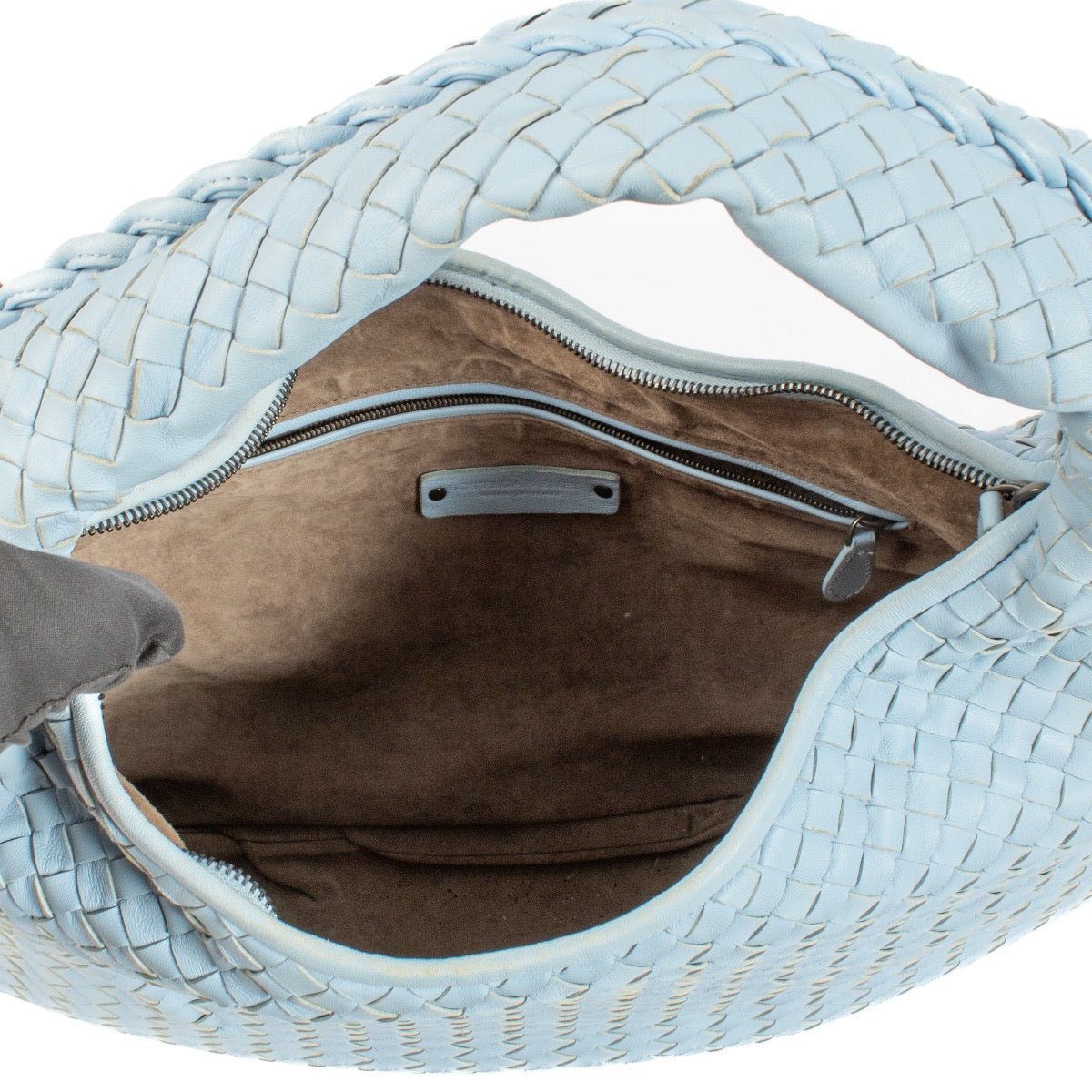 Sac hobo Bottega Veneta Intrecciato bleu clair