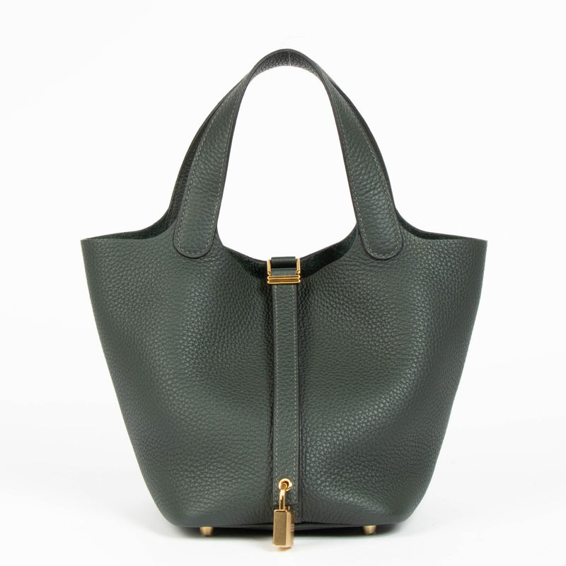 Shop this 100% authentic Hermès Picotin Lock 18 Vert Foncé Clemence GHW at Labellov.com