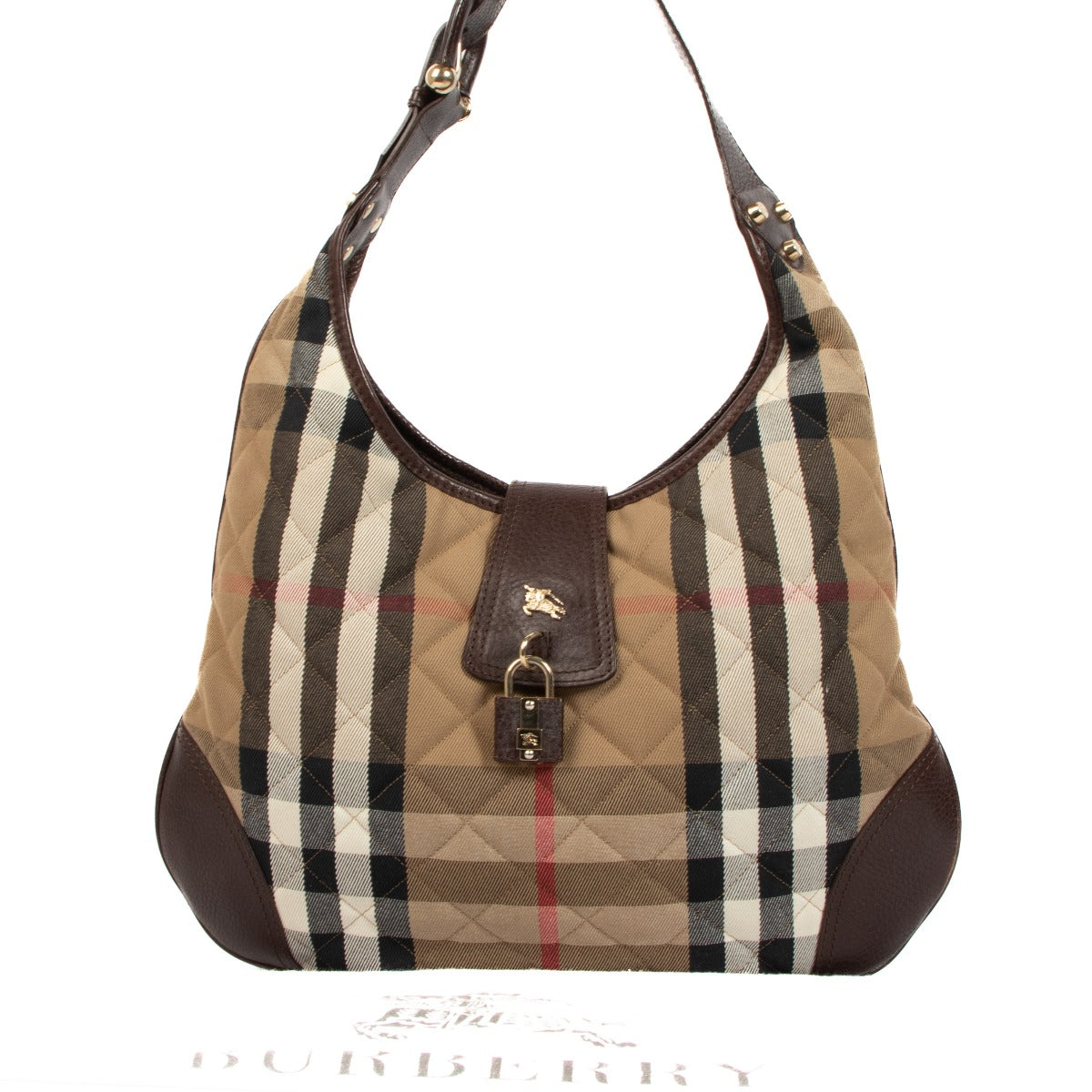 Burberry Brook House Check Hobo Bag