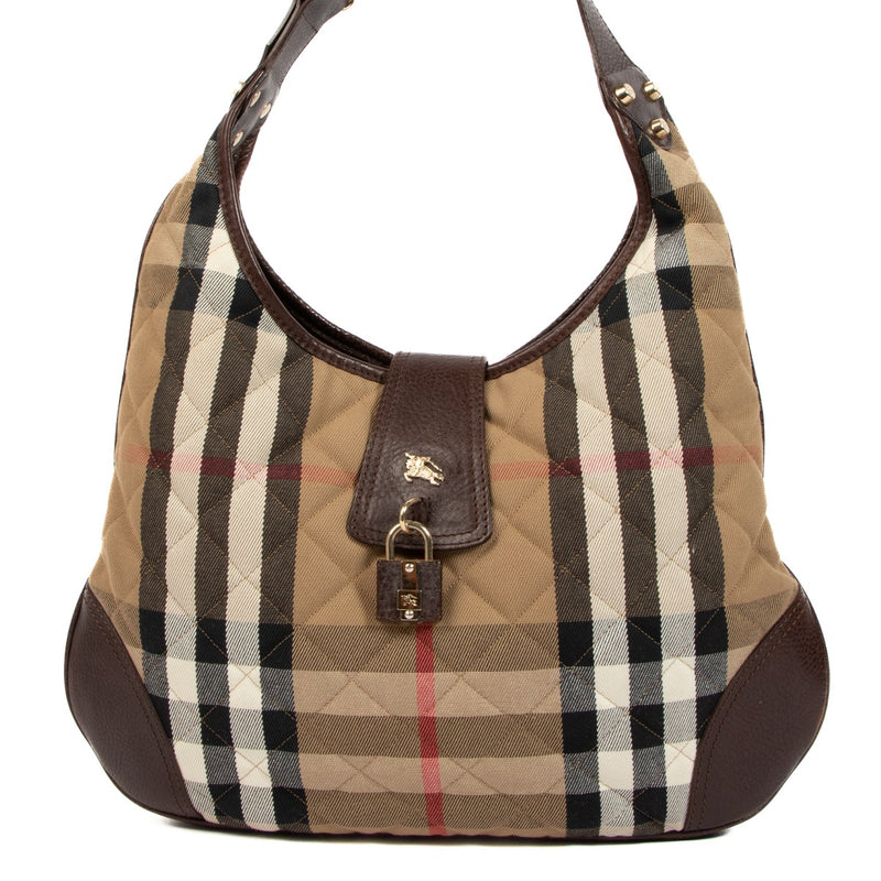 Burberry Brook House Check Hobo Bag