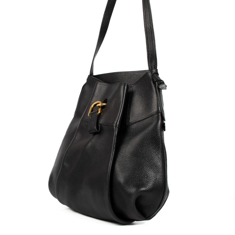 Delvaux Black Leather Faust Shoulder Bag