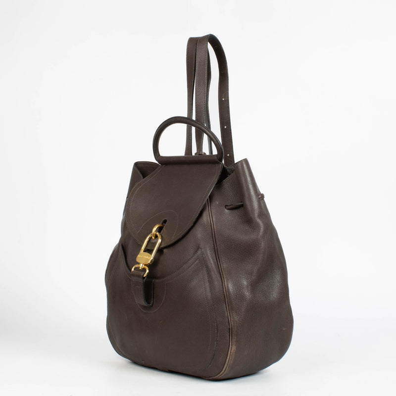 Authentic pre-loved Delvaux Dark Brown Leather Lucifer Backpack on Labellov.com