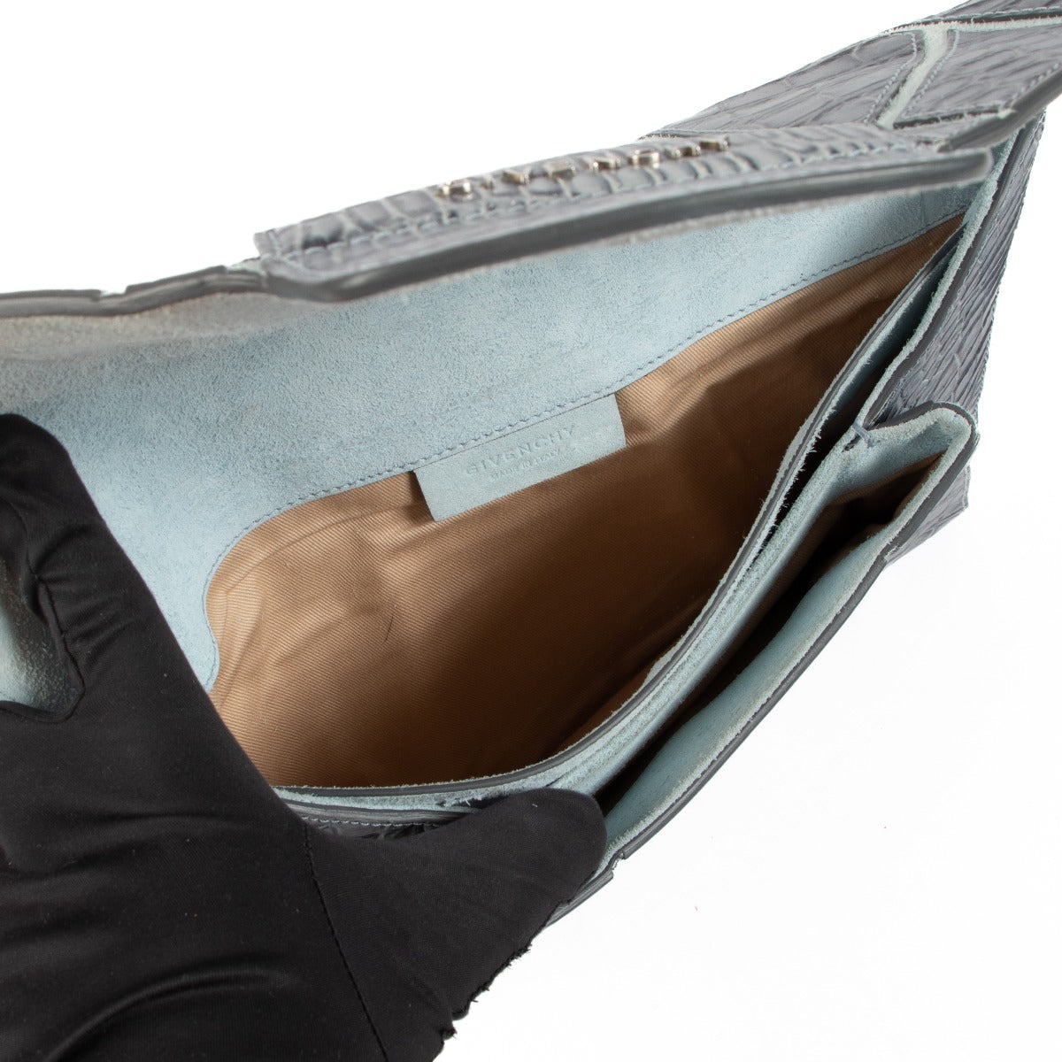 Givenchy Grey Crocodile Embossed Leather Antigona Clutch