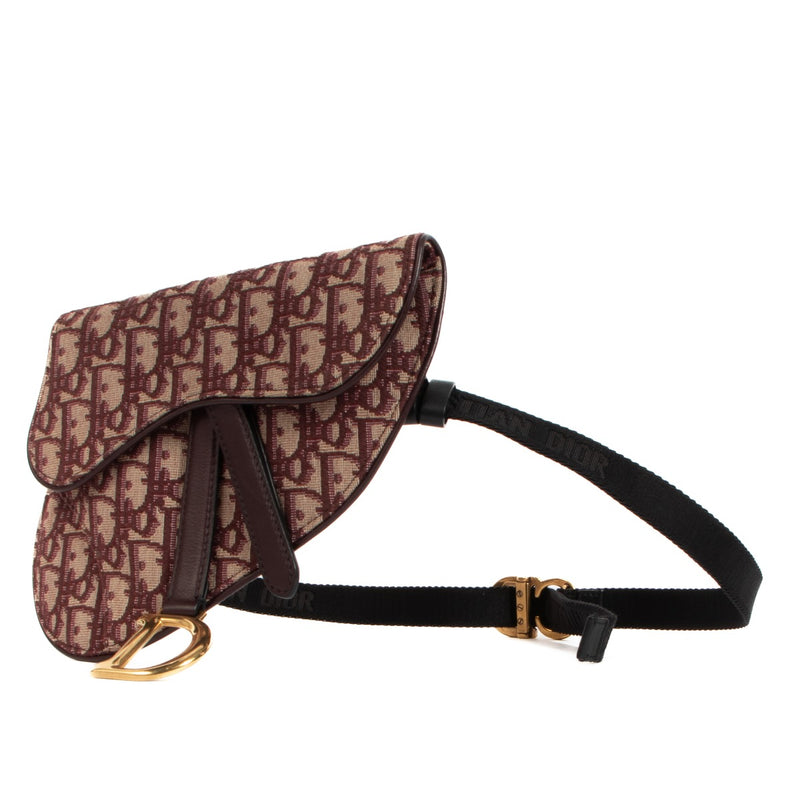 Christian Dior Saddle Pouch Burgundy Oblique Jacquard