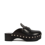 Prada Black Studded Leather Clogs
