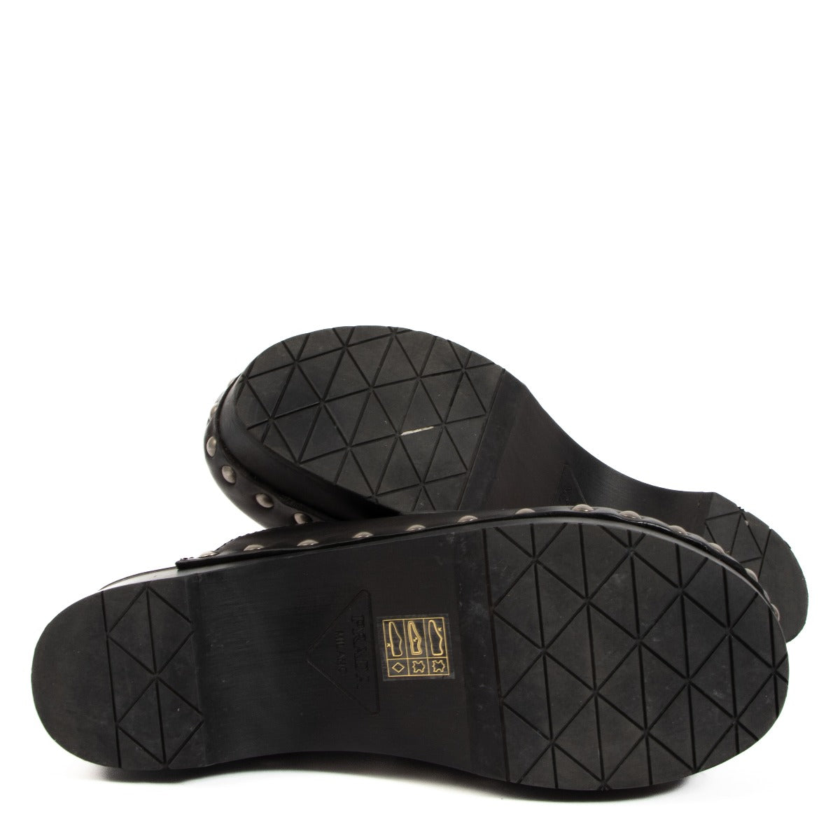 Prada Zwarte Klompen van Studs Leer - Maat 36