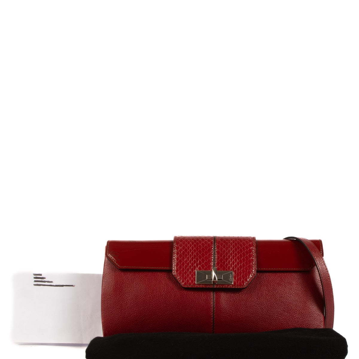 shop 100% authentic second hand Cartier Red Leather And Python Turnlock Clutch on Labellov.com