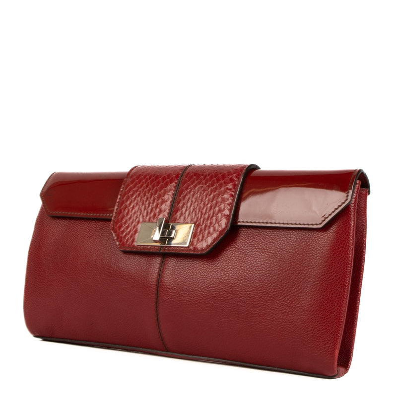 shop 100% authentic second hand Cartier Red Leather And Python Turnlock Clutch on Labellov.com