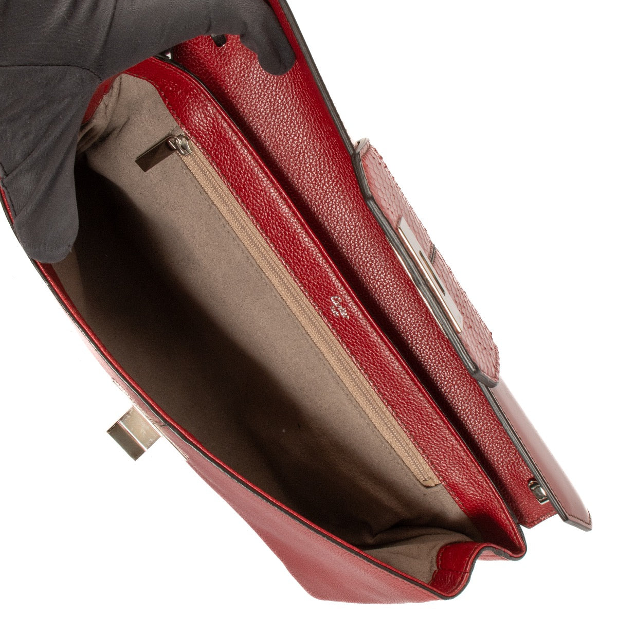 shop 100% authentic second hand Cartier Red Leather And Python Turnlock Clutch on Labellov.com