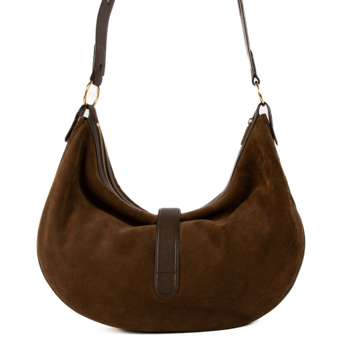 Shop authentic second hand Delvaux Brown Suede Camille GM Crossbody Bag on Labellov.com