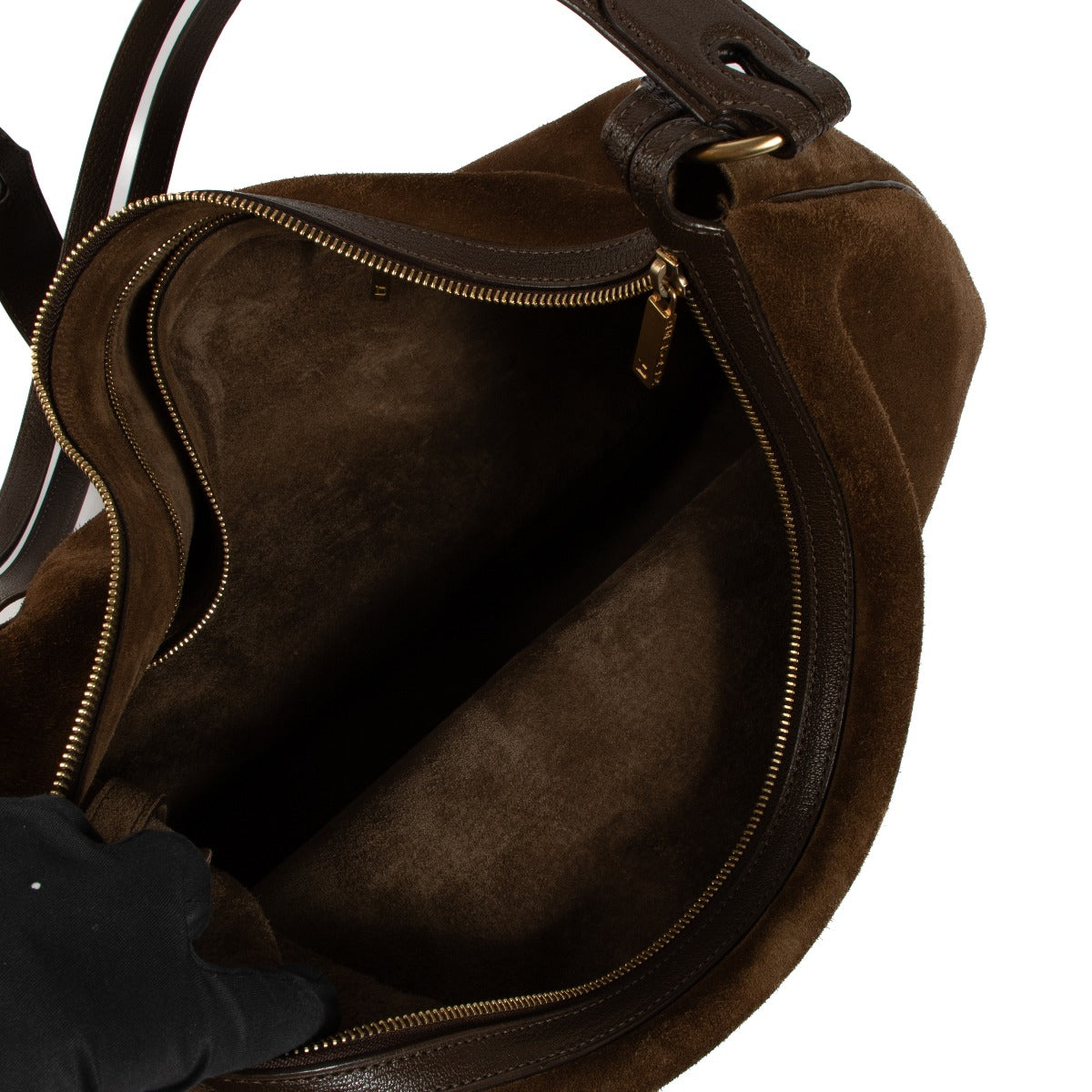 Shop authentic second hand Delvaux Brown Suede Camille GM Crossbody Bag on Labellov.com