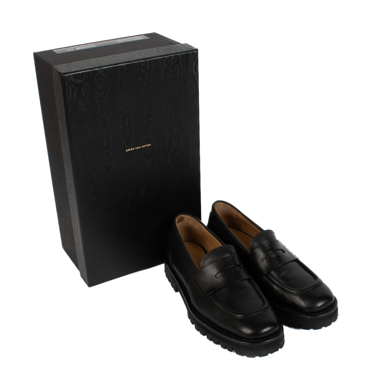 Dries Van Noten Black Leather Loafers