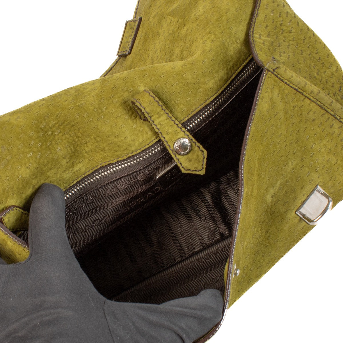 shop 100% authentic second hand Prada Green Suède Shoulder Bag on Labellov.com