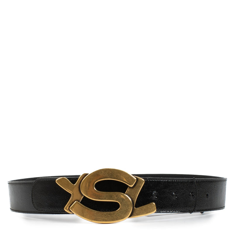 Saint Laurent Vintage Black Leather YSL Buckle Belt - size 85