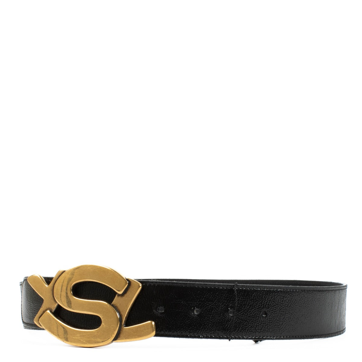 Saint Laurent Vintage Black Leather YSL Buckle Belt - size 85