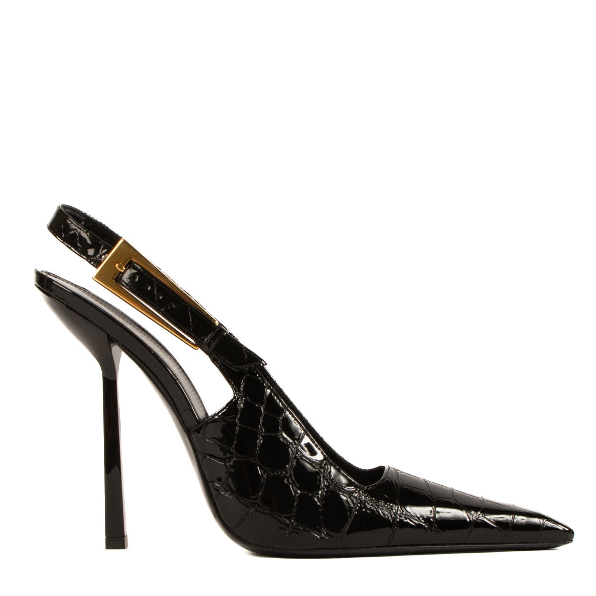 Saint Laurent Lee Black Patent Croc Slingback Pumps - size 42 aan de beste prijs bij Labellov